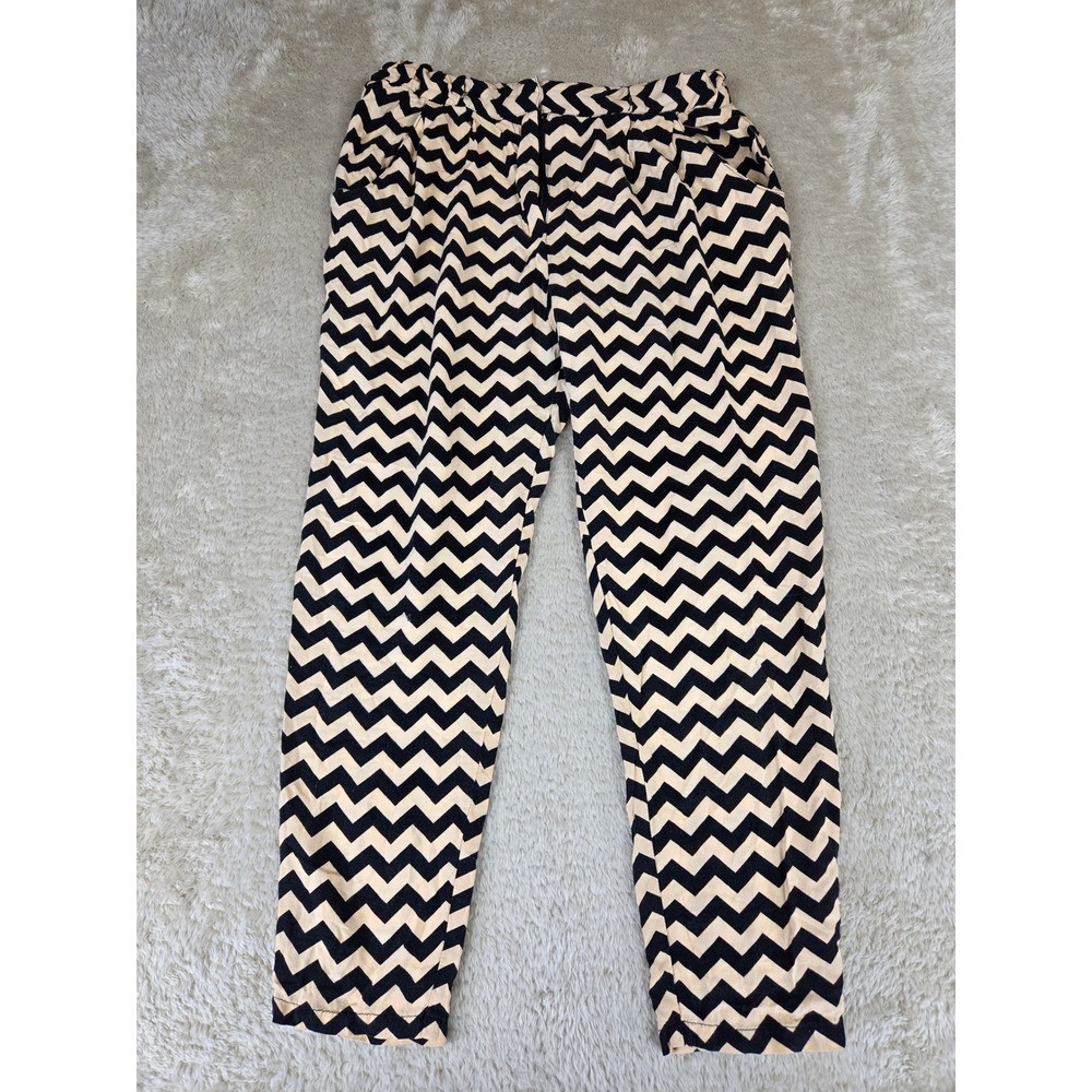 Joe B‎ Black Tan Chevron Print Tapered Leg Pants Womens Small